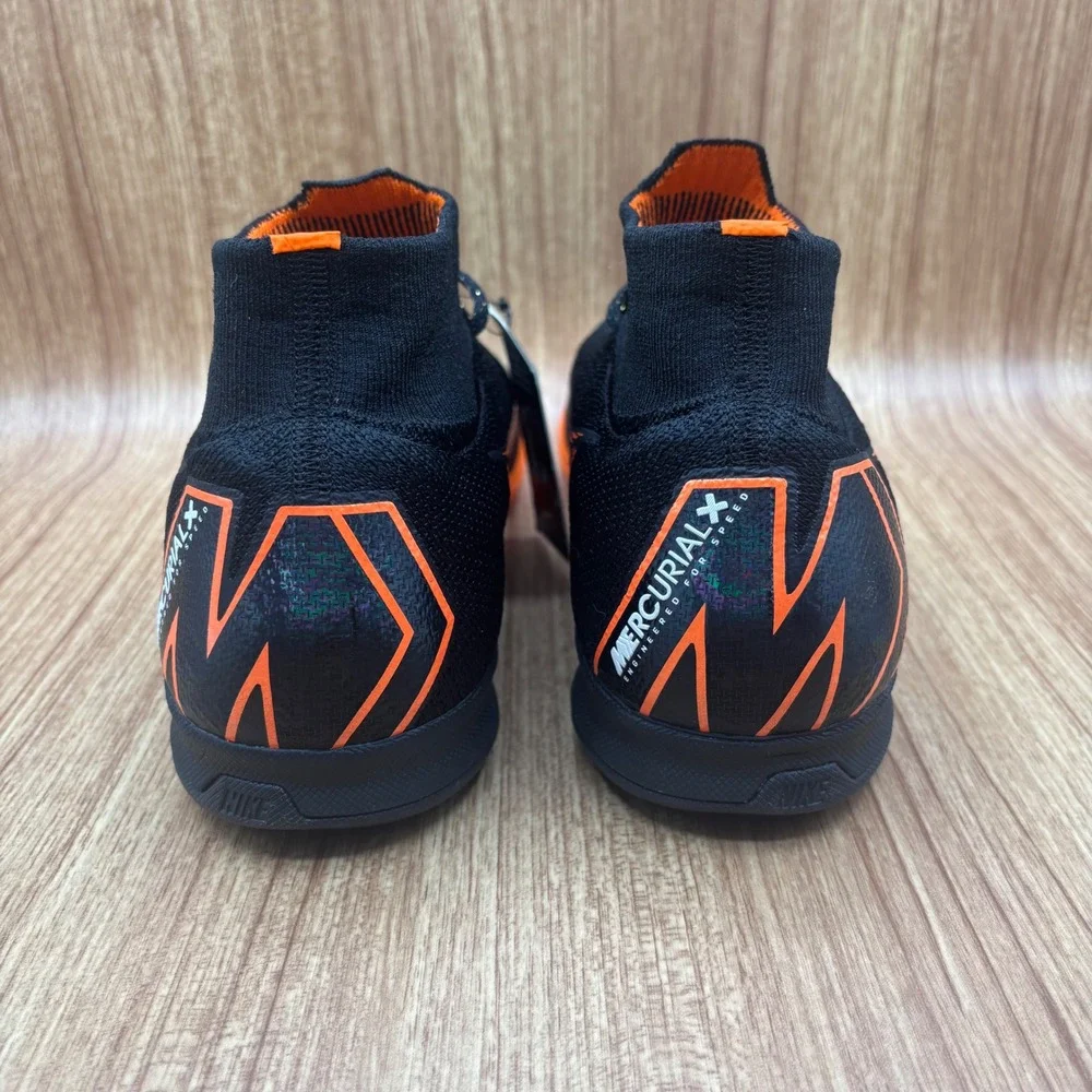 Nike MercurialX Superfly VI Elite IC Men 9.5 Black Orange Soccer Shoe AH7373-081